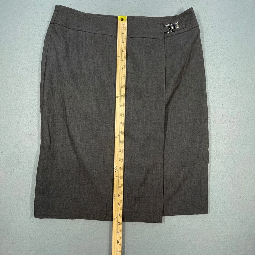 Calvin Klein Gray Side Buckle Faux Wrap Pencil Skirt Women Size 10
